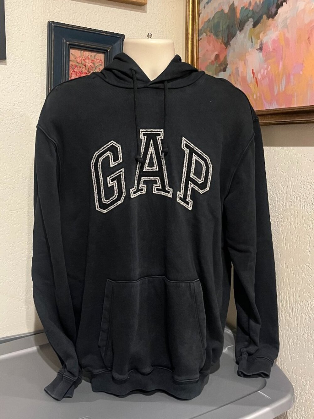 GAP Black Logo Pullover Hoodie Men's Medium